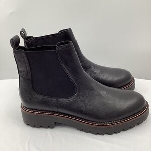 Caslon Miller Chelsea Water Resistant Black Leather Ankle Boots
